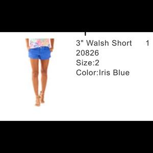 Lilly Pulitzer 3" Walsh Short
Sz :2
Iris Blue
